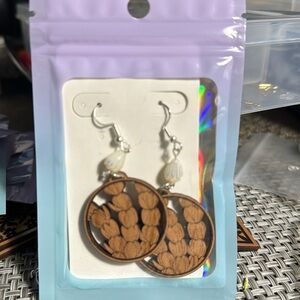 Handmade Hawaiian Pikake (Hawaiian Jasmine) Laser cut and engraved Earrings